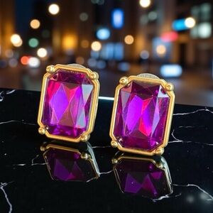 New- Park Lane Gold-Tone Purple Gemstone Earrings